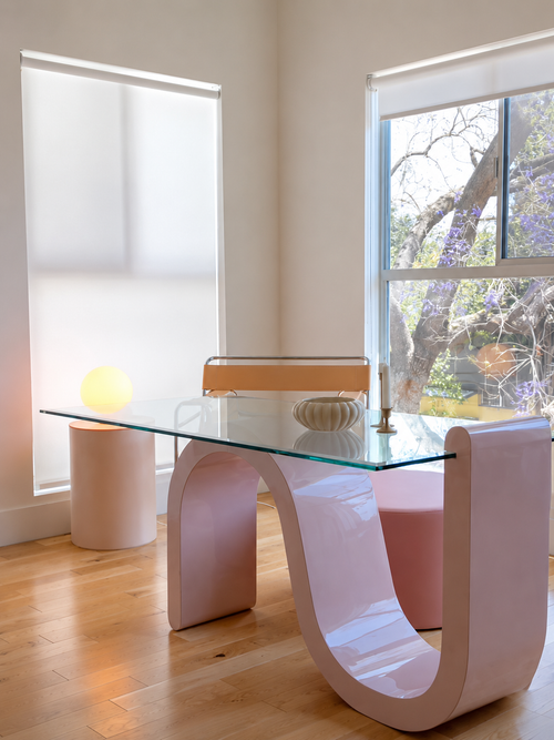 Bureau Wave — Plateau en Verre & Base Sculpturale