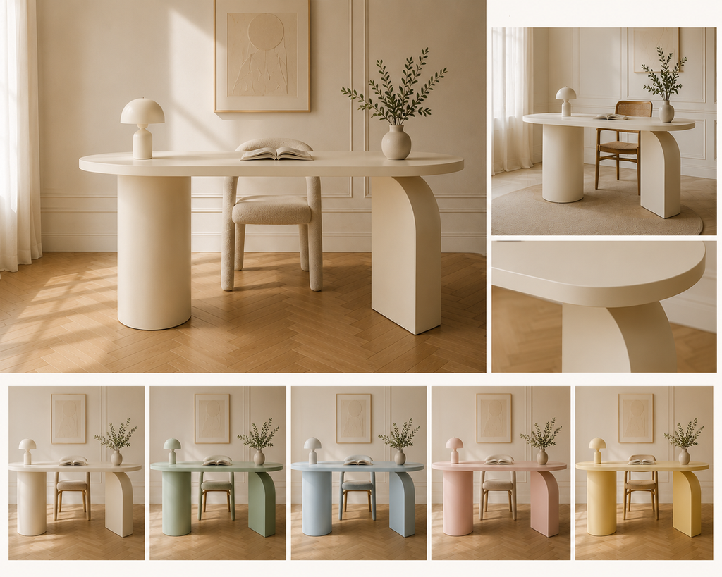 Bureau Ovale en Résine – Collection Sculpturale