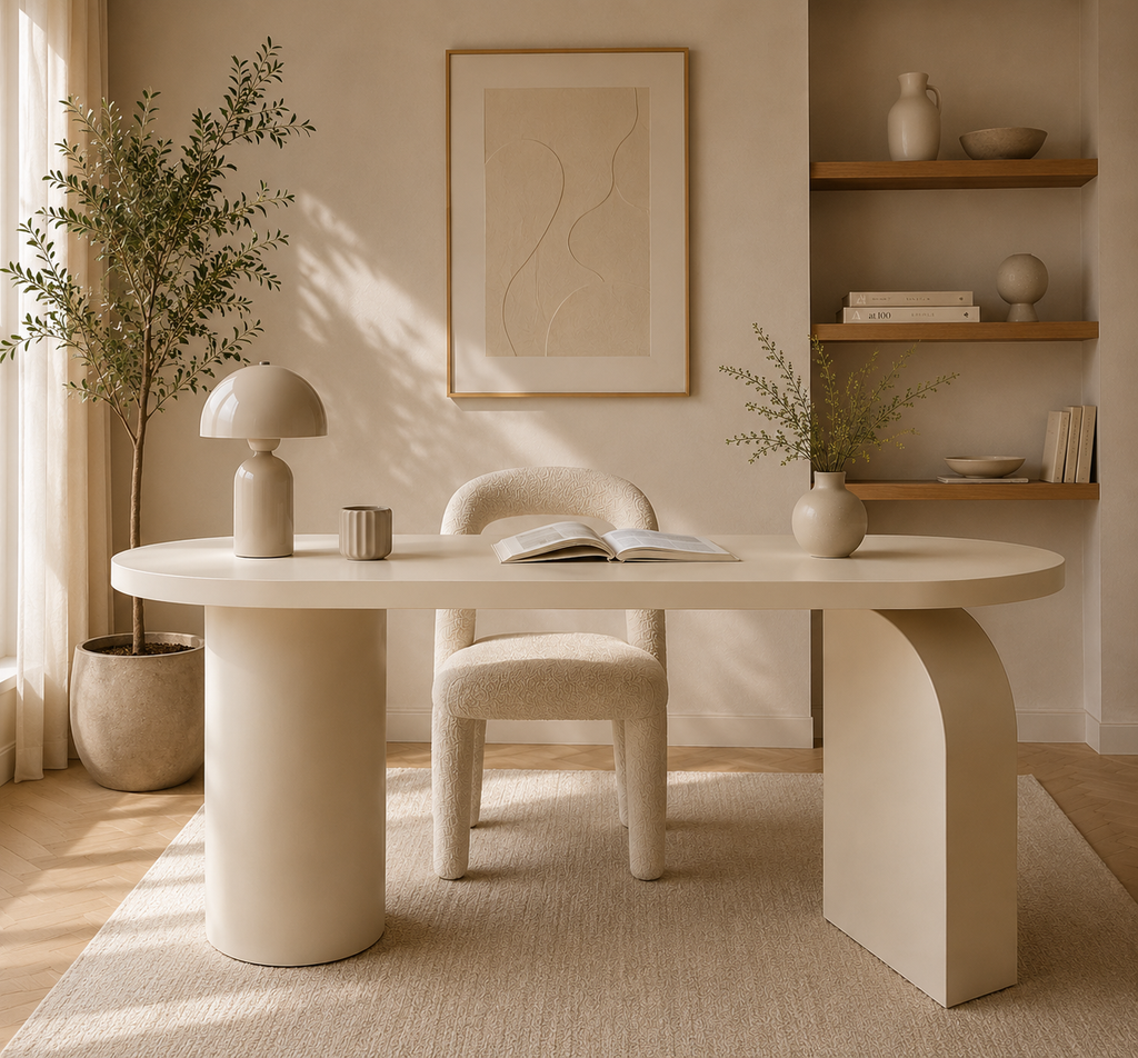 Bureau Ovale en Résine – Collection Sculpturale