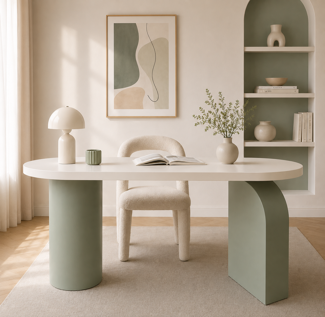 Bureau Ovale en Résine – Collection Sculpturale