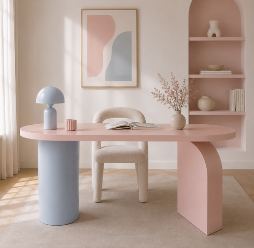 Bureau Ovale en Résine – Collection Sculpturale