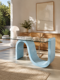 Bureau Wave — Plateau en Verre & Base Sculpturale