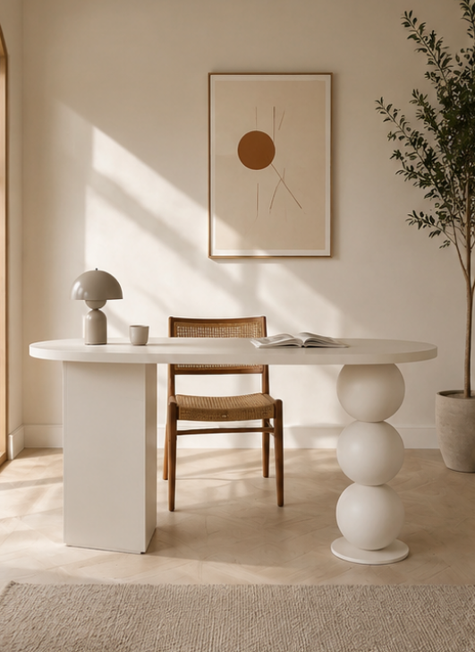 Bureau Orb — Plateau Ovale & Base 3 Sphères