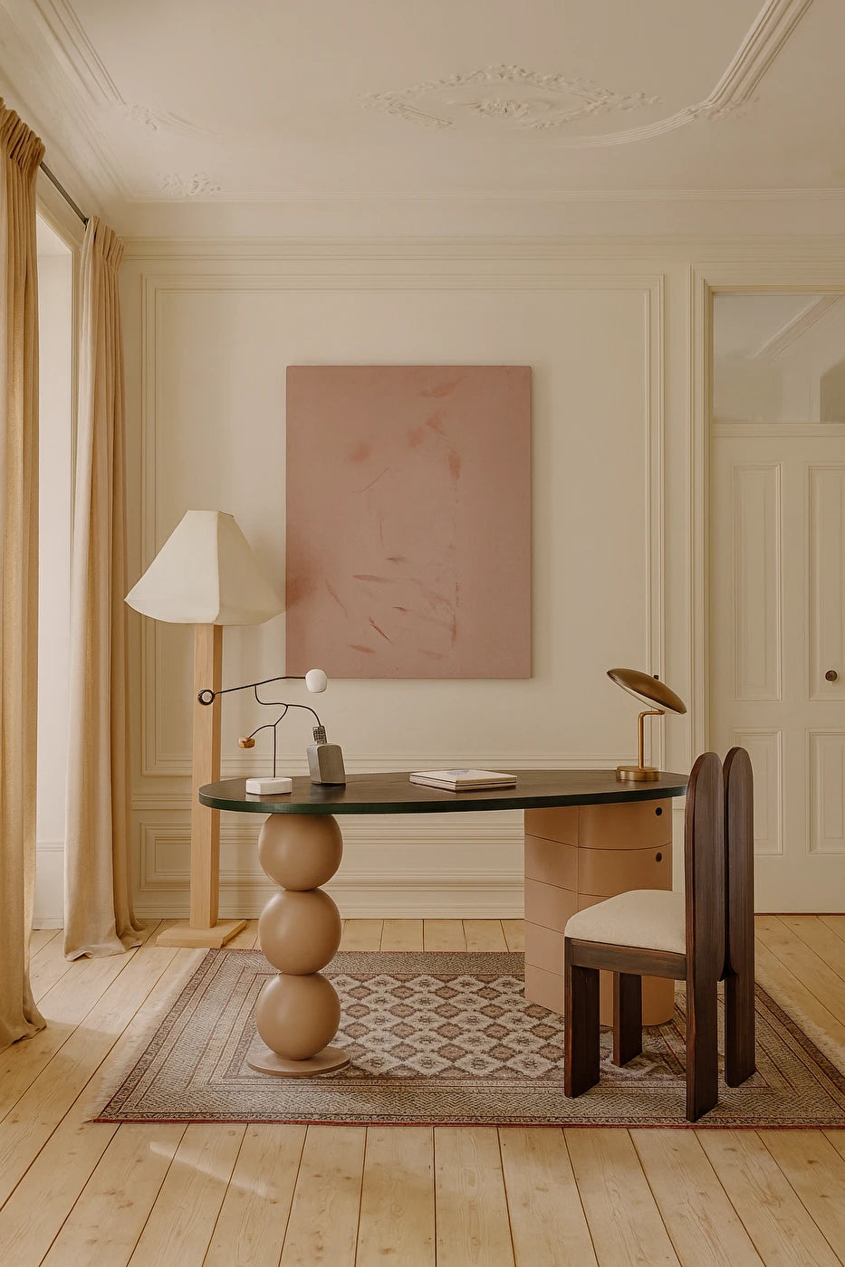 Bureau Orb — Plateau Ovale & Base 3 Sphères