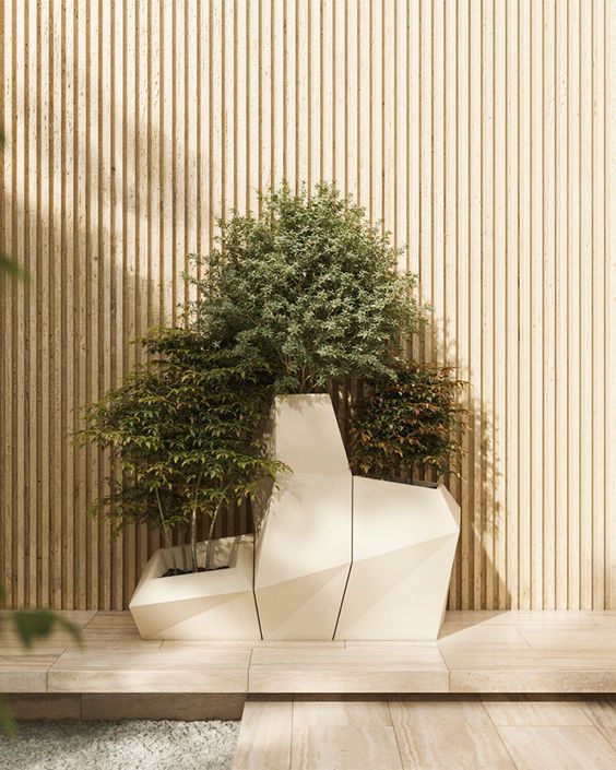 Ensemble Modulaire "Origami" – Trio de Jardinières Géométriques